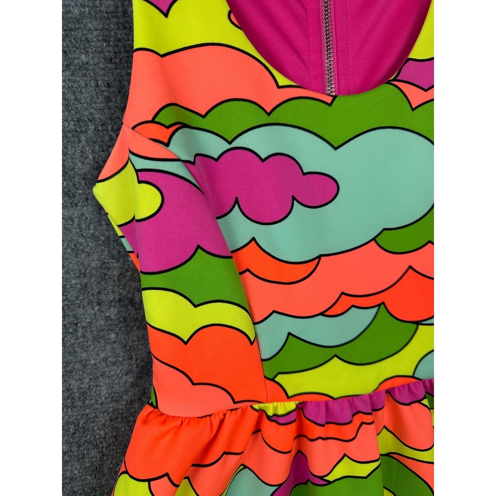L'Amour Nanette Lepore XS Cloud Print Mini Dress Rainbow Psychedelic Mod Pop Art - Picture 7 of 14
